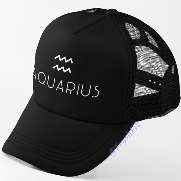 Astrology Collection Accessories - 🆕Aquarius Zodiac Sign Black Foam Trucker Hat Mesh Snapback Cap
